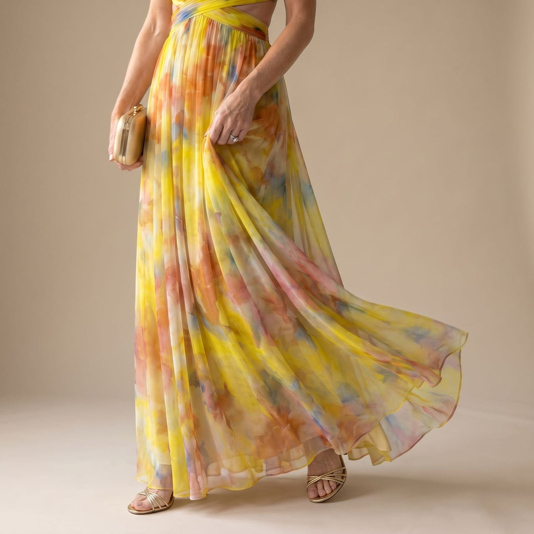 Women's Floral Wrap-Bodice Spaghetti-Strap Maxi Dress