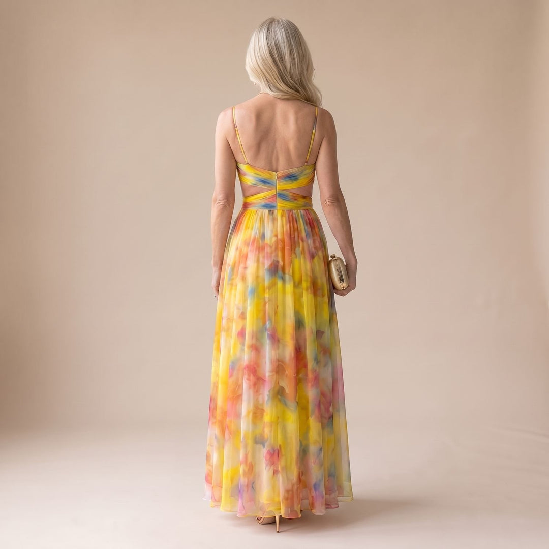 Women's Floral Wrap-Bodice Spaghetti-Strap Maxi Dress