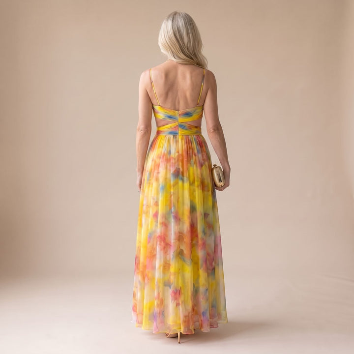 Women's Floral Wrap-Bodice Spaghetti-Strap Maxi Dress