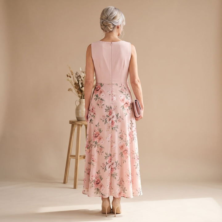 Women's Flowy Midi Long Sleeve Dress Floral V-Neck