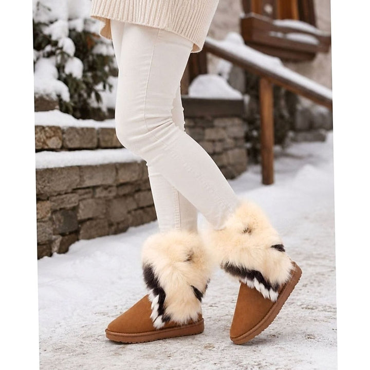 Women's Fluffy Fur-Trim Slip-On Winter Snow Boots