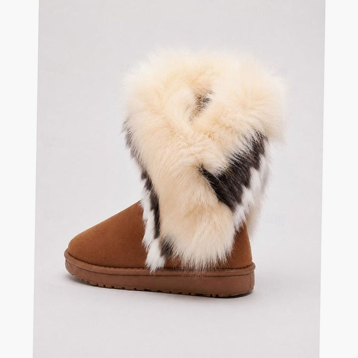 Women's Fluffy Fur-Trim Slip-On Winter Snow Boots
