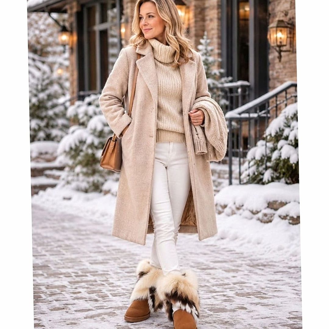 Women's Fluffy Fur-Trim Slip-On Winter Snow Boots