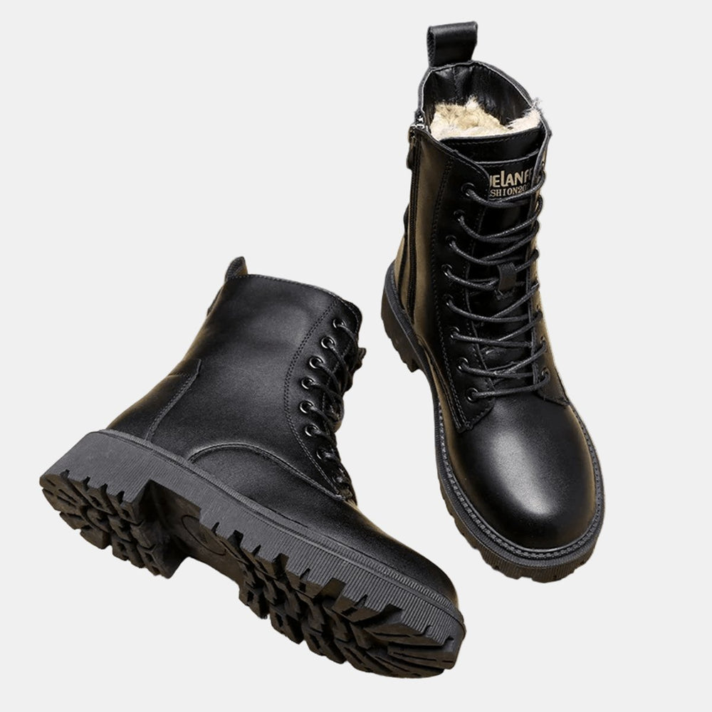 Women's Fur-Lined Lace-Up Combat Ankle Boots