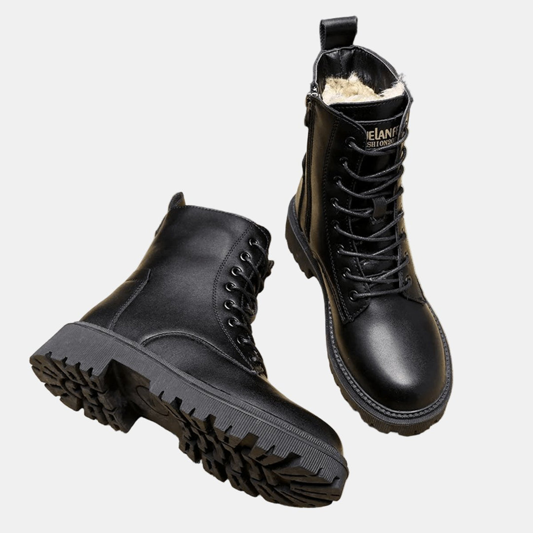 Women's Fur-Lined Lace-Up Combat Ankle Boots