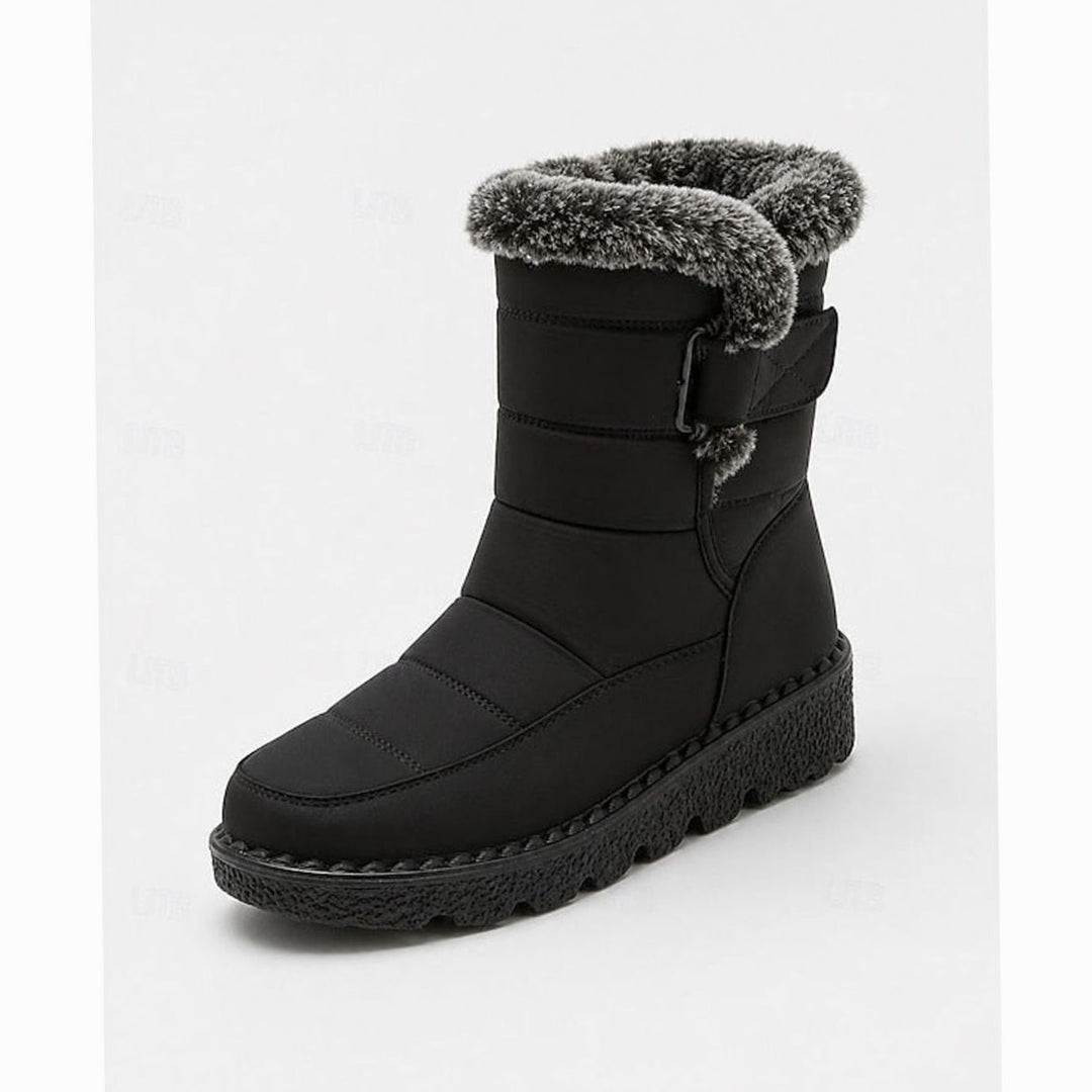 Women's Fur-Trimmed Quilted Slip-On Winter Snow Boots