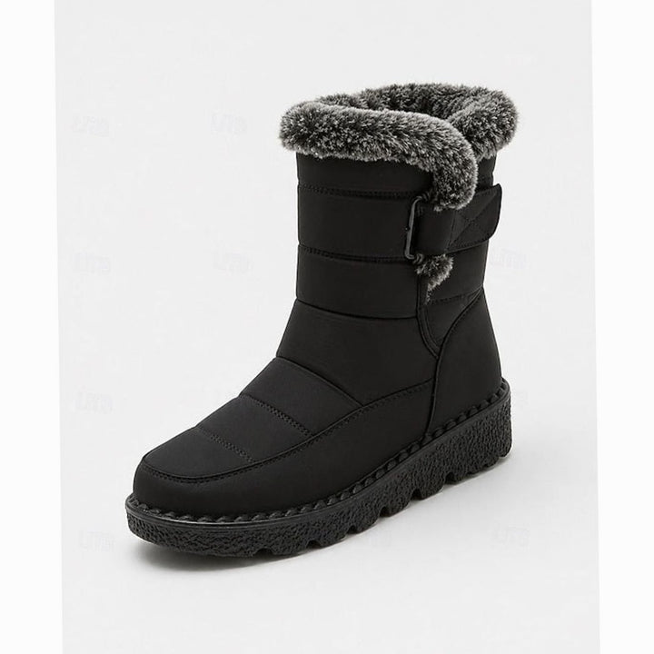 Women's Fur-Trimmed Quilted Slip-On Winter Snow Boots