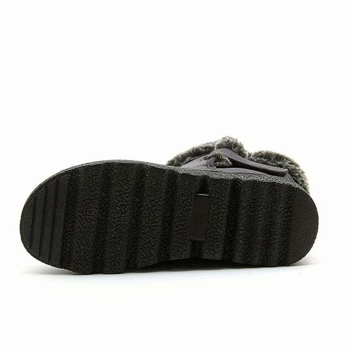 Women's Fur-Trimmed Quilted Slip-On Winter Snow Boots