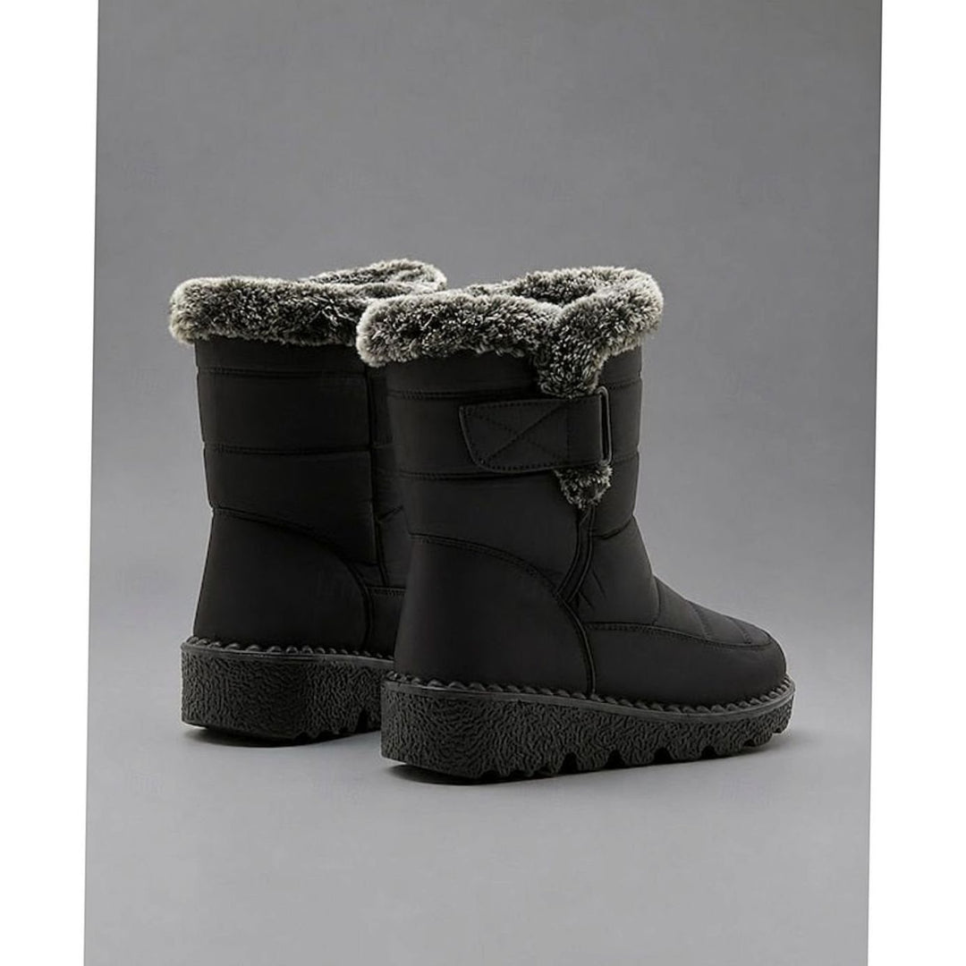 Women's Fur-Trimmed Quilted Slip-On Winter Snow Boots