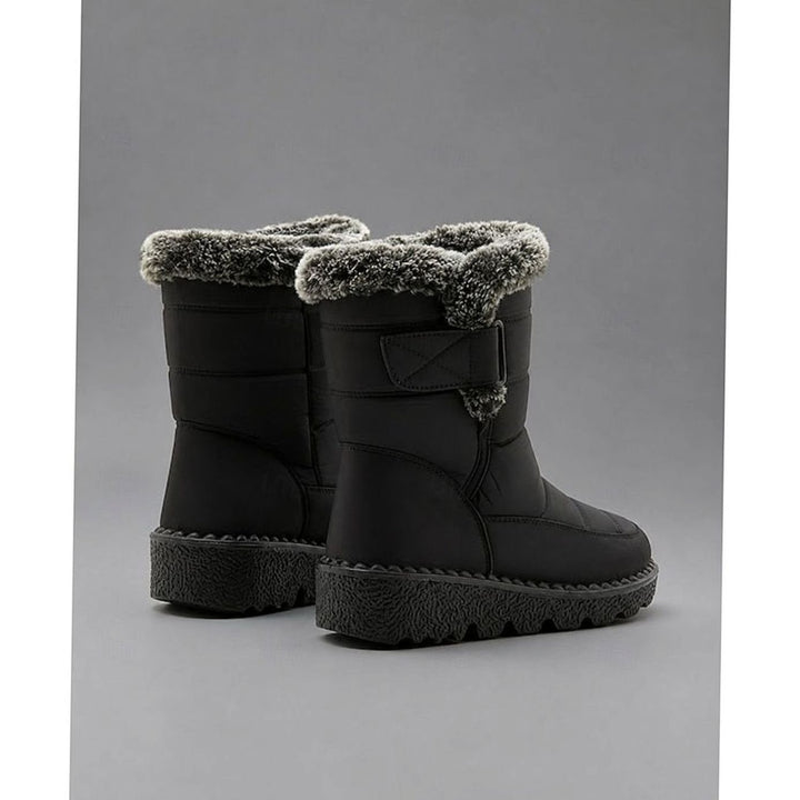 Women's Fur-Trimmed Quilted Slip-On Winter Snow Boots