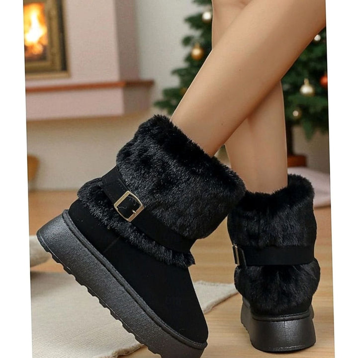 Women's Fur-Trimmed Slip-On Winter Snow Boots