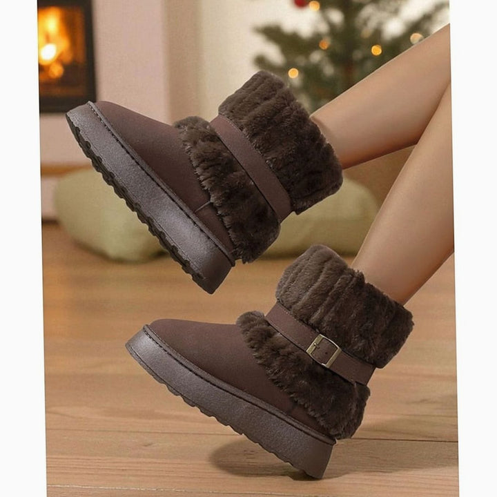 Women's Fur-Trimmed Slip-On Winter Snow Boots