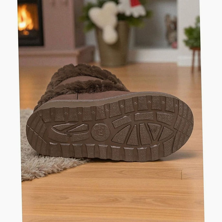 Women's Fur-Trimmed Slip-On Winter Snow Boots