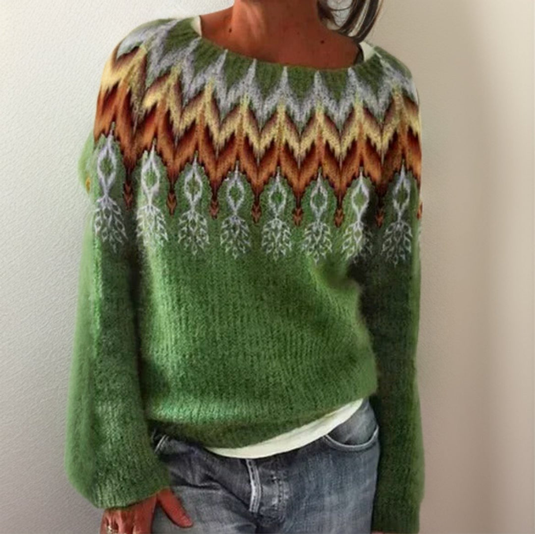 Women's Geometric Fair Isle Pullover Knit Sweater