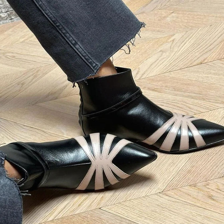 Women's Geometric Pointed-Toe Buckle Ankle Boots