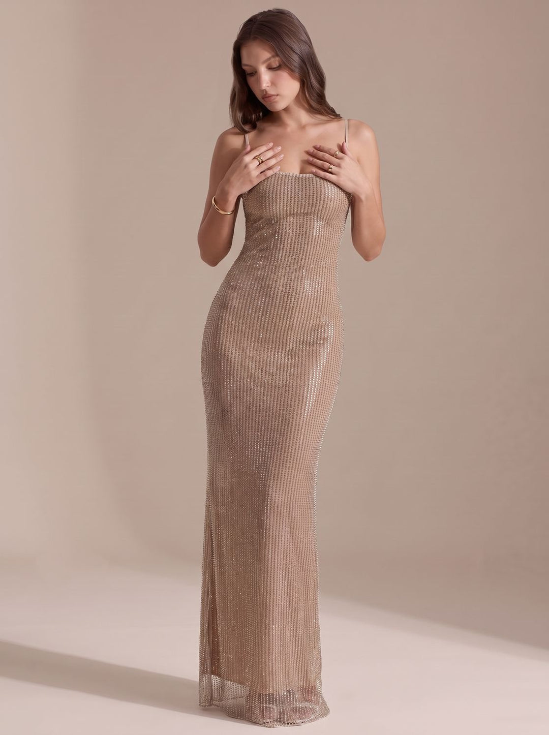 Women's Glitter Bodycon Spaghetti-Strap Maxi Christmas Party Dress