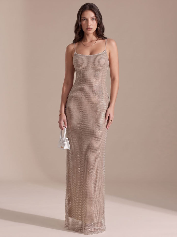 Women's Glitter Bodycon Spaghetti-Strap Maxi Christmas Party Dress