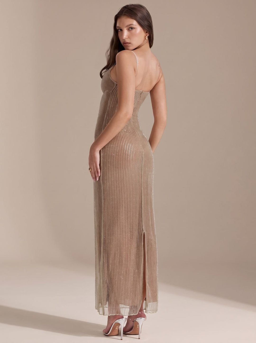 Women's Glitter Bodycon Spaghetti-Strap Maxi Christmas Party Dress