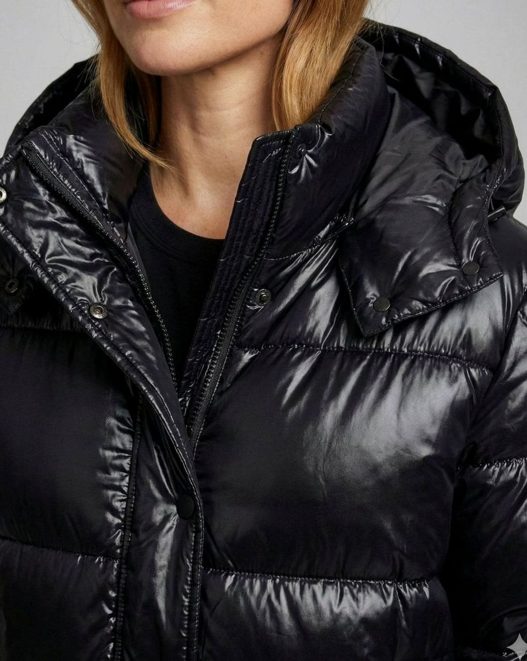 Women's Glossy Hooded Loose-Fit Quilted Jacket