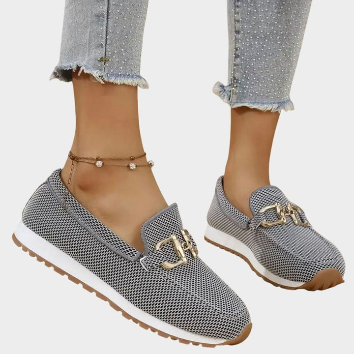 Women's Gold-Buckle Slip-On Sneaker Loafer - Gray