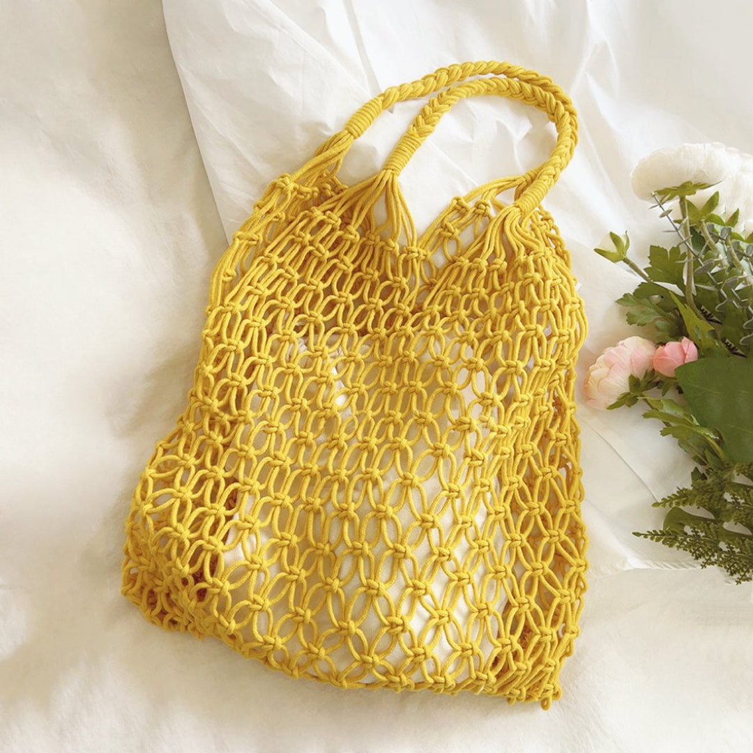 Women's Handwoven Cotton Macrame Market Tote Bag