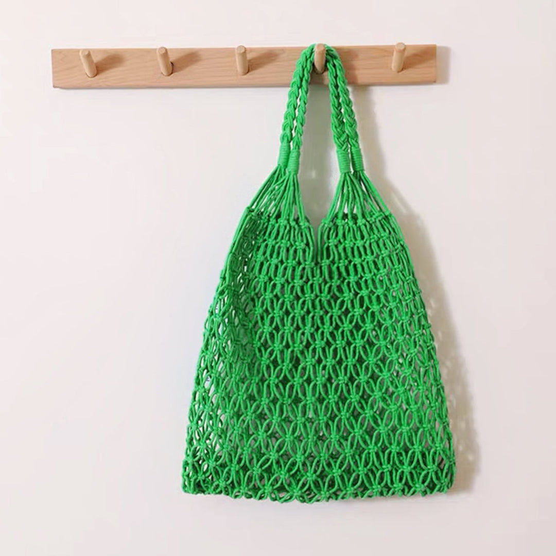 Women's Handwoven Cotton Macrame Market Tote Bag
