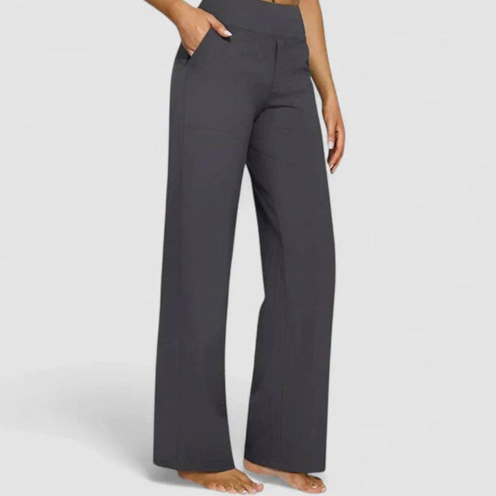 Women's High-Waist Dressy Wide Leg Elegant Trousers - Grey