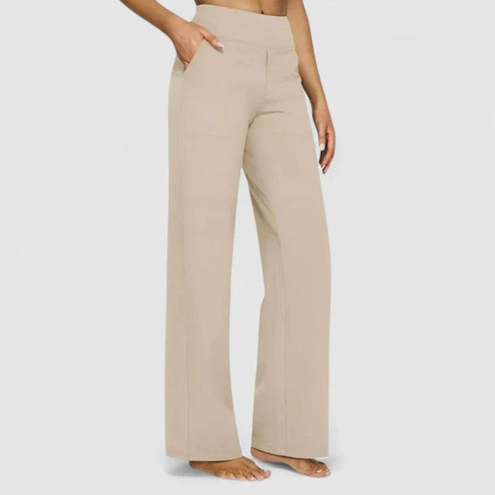 Women's High-Waist Dressy Wide Leg Elegant Trousers - Cream