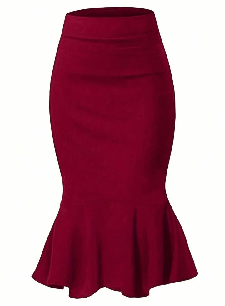 Women's High-Waist Fishtail Midi Pencil Skirt