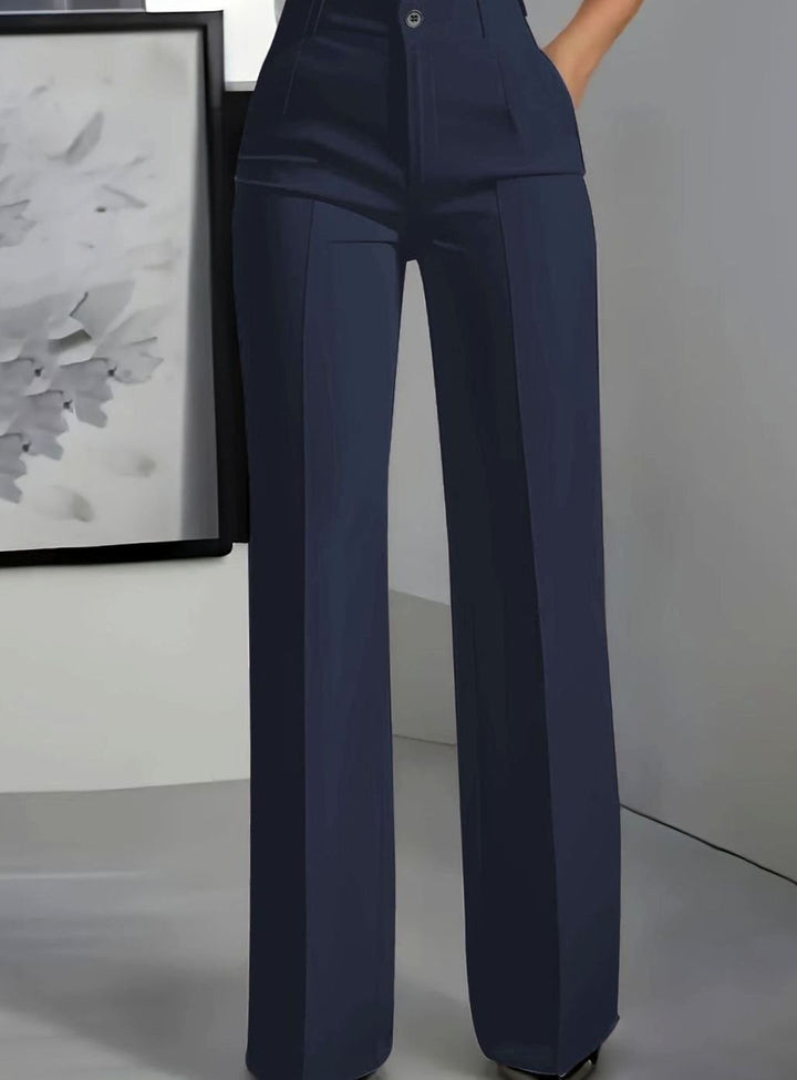 Women's High-Waist Wide-Leg Tailored Dress Pants - Navy Blue