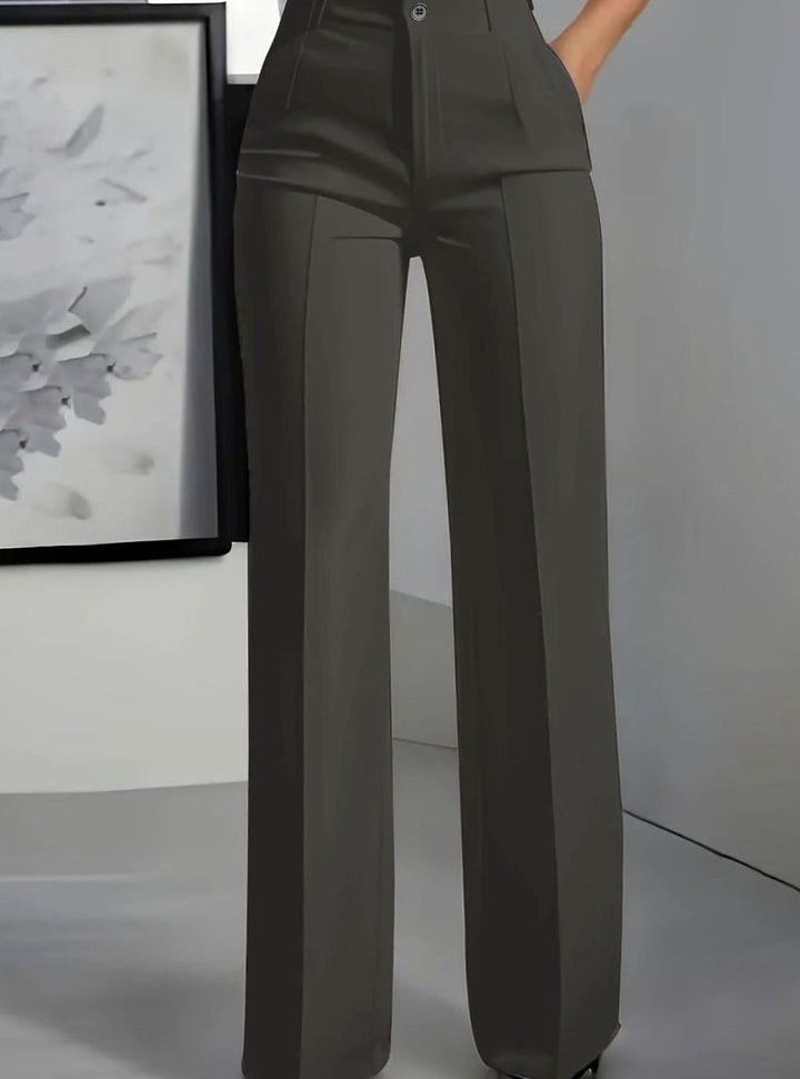 Women's High-Waist Wide-Leg Tailored Dress Pants - Dark Gray