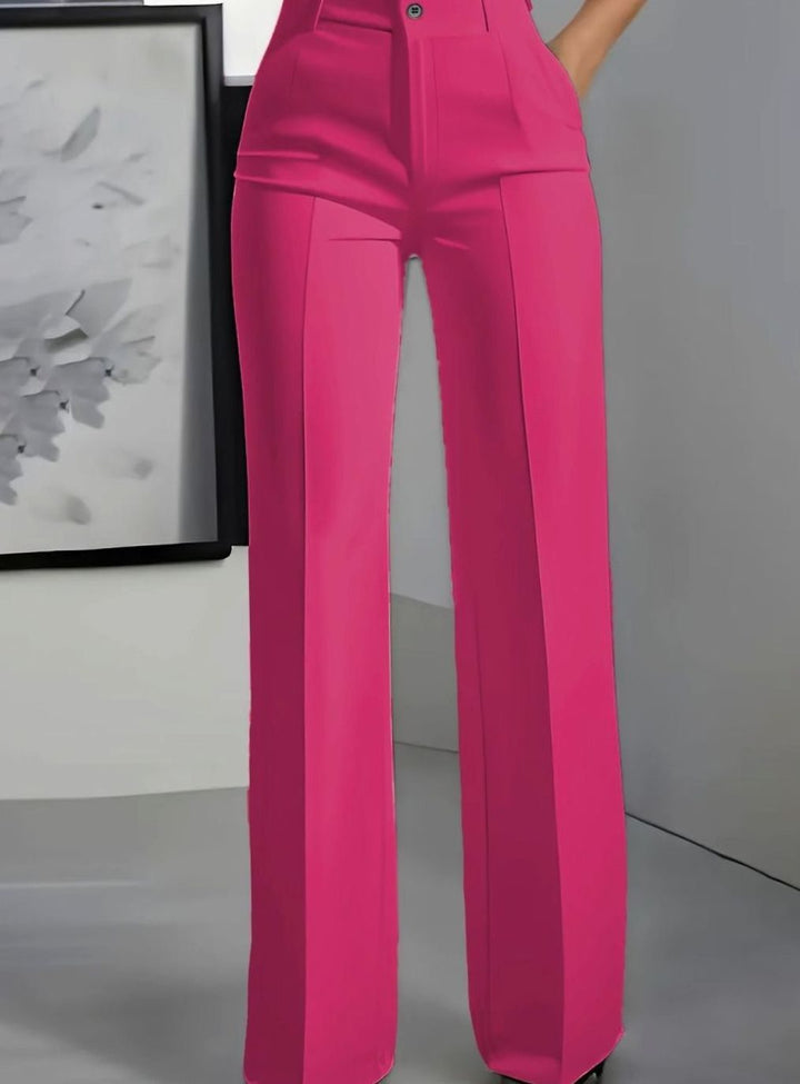 Women's High-Waist Wide-Leg Tailored Dress Pants - Pink