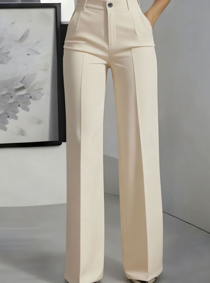 Women's High-Waist Wide-Leg Tailored Dress Pants - Apricot