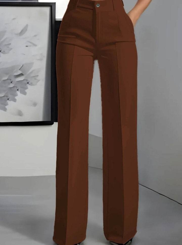 Women's High-Waist Wide-Leg Tailored Dress Pants - Brown