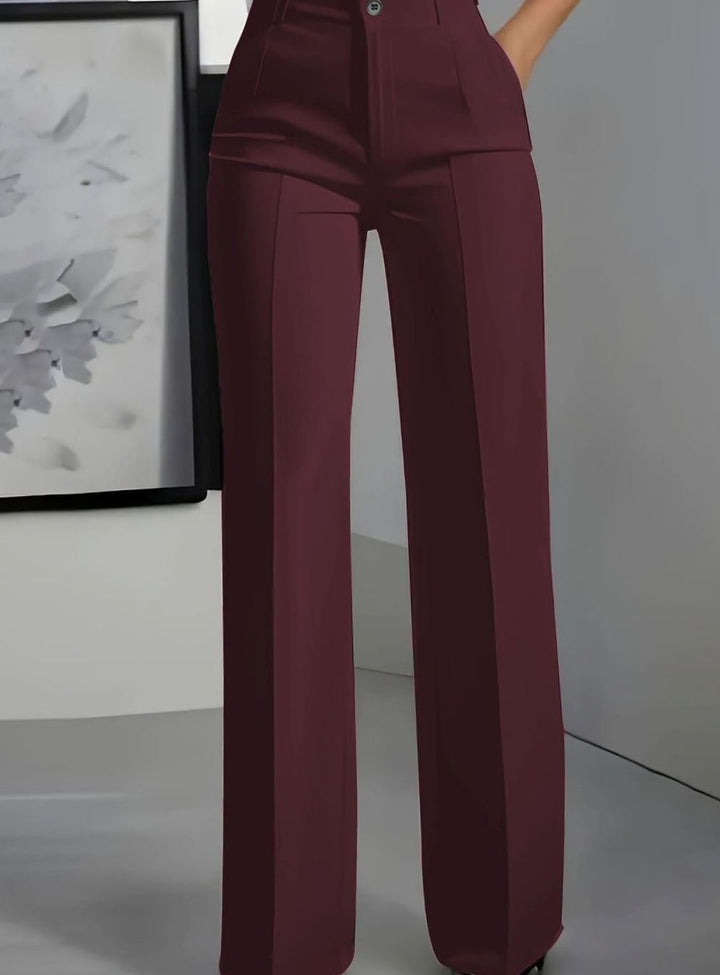 Women's High-Waist Wide-Leg Tailored Dress Pants - Red