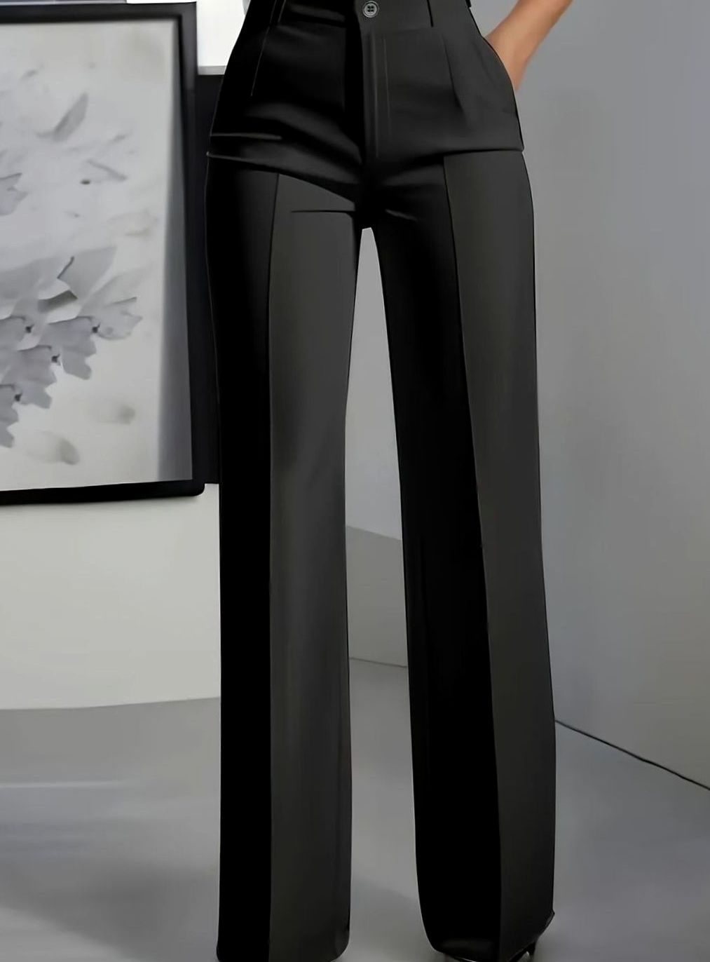 Women's High-Waist Wide-Leg Tailored Dress Pants - Black