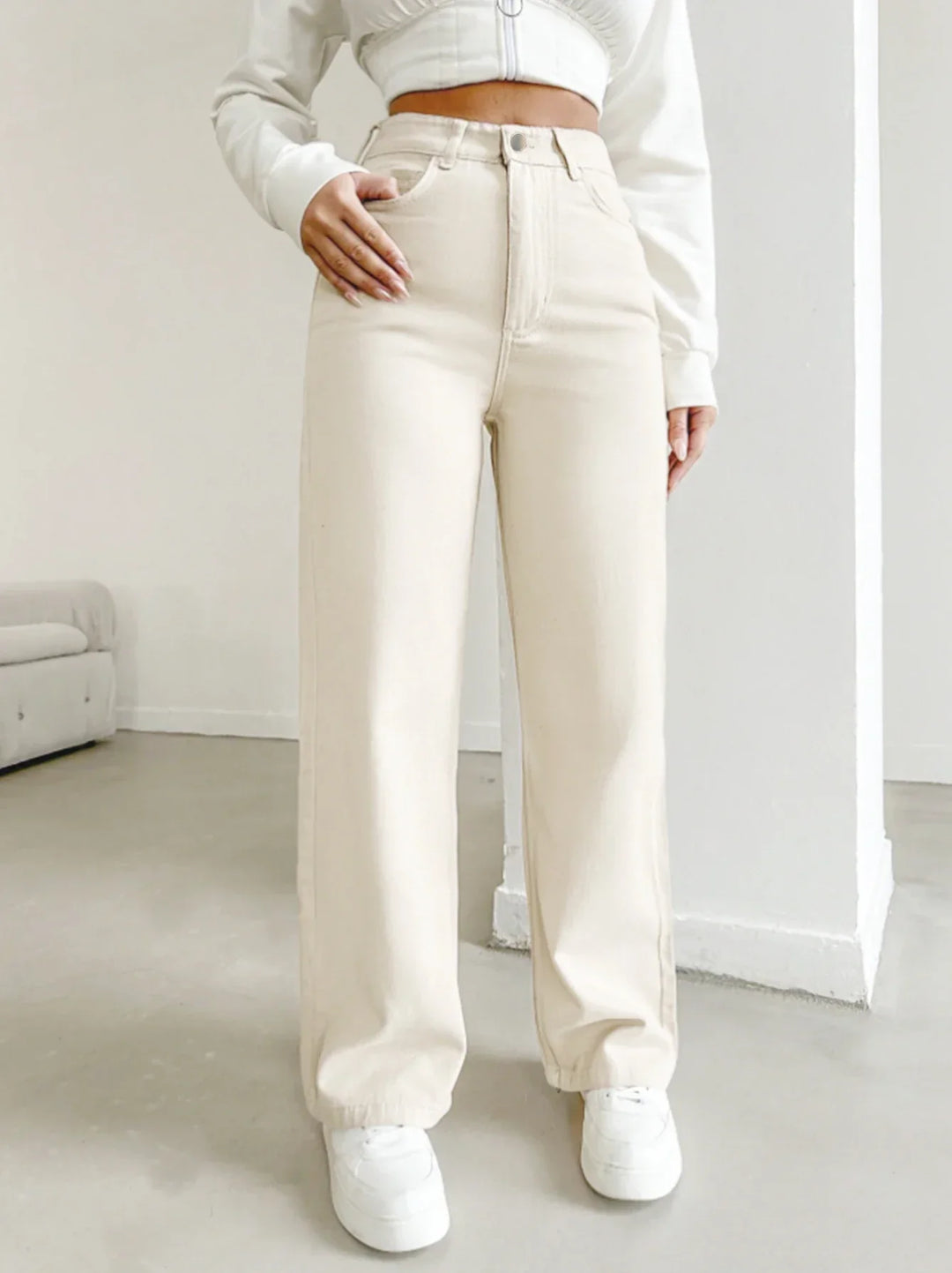 Claire | Women's High Waist Straight Leg Pants