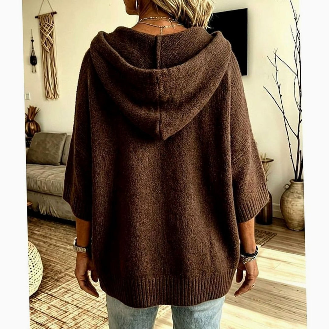 Women's Hooded Open-Front Relaxed-Fit Knit Cardigan