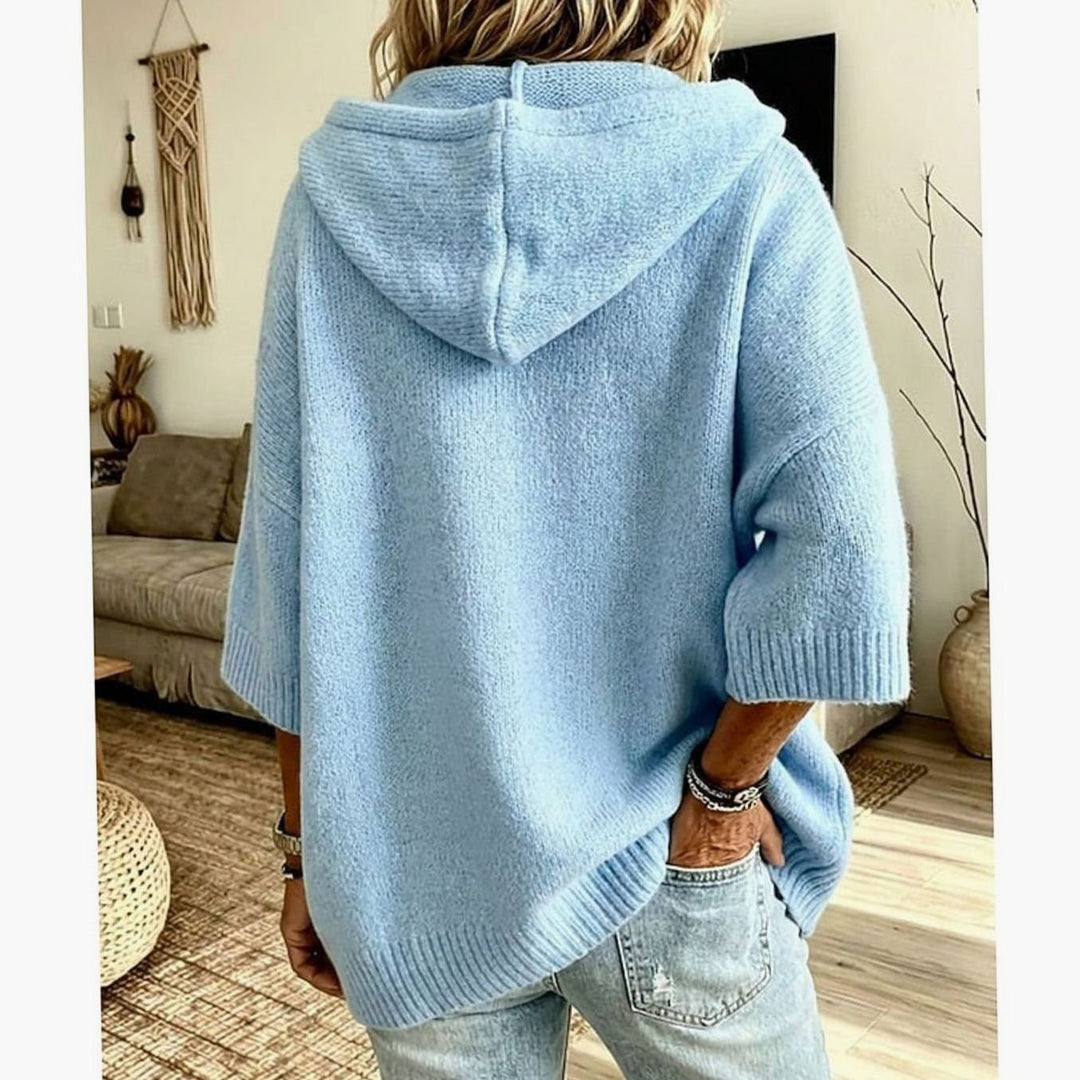 Women's Hooded Open-Front Relaxed-Fit Knit Cardigan