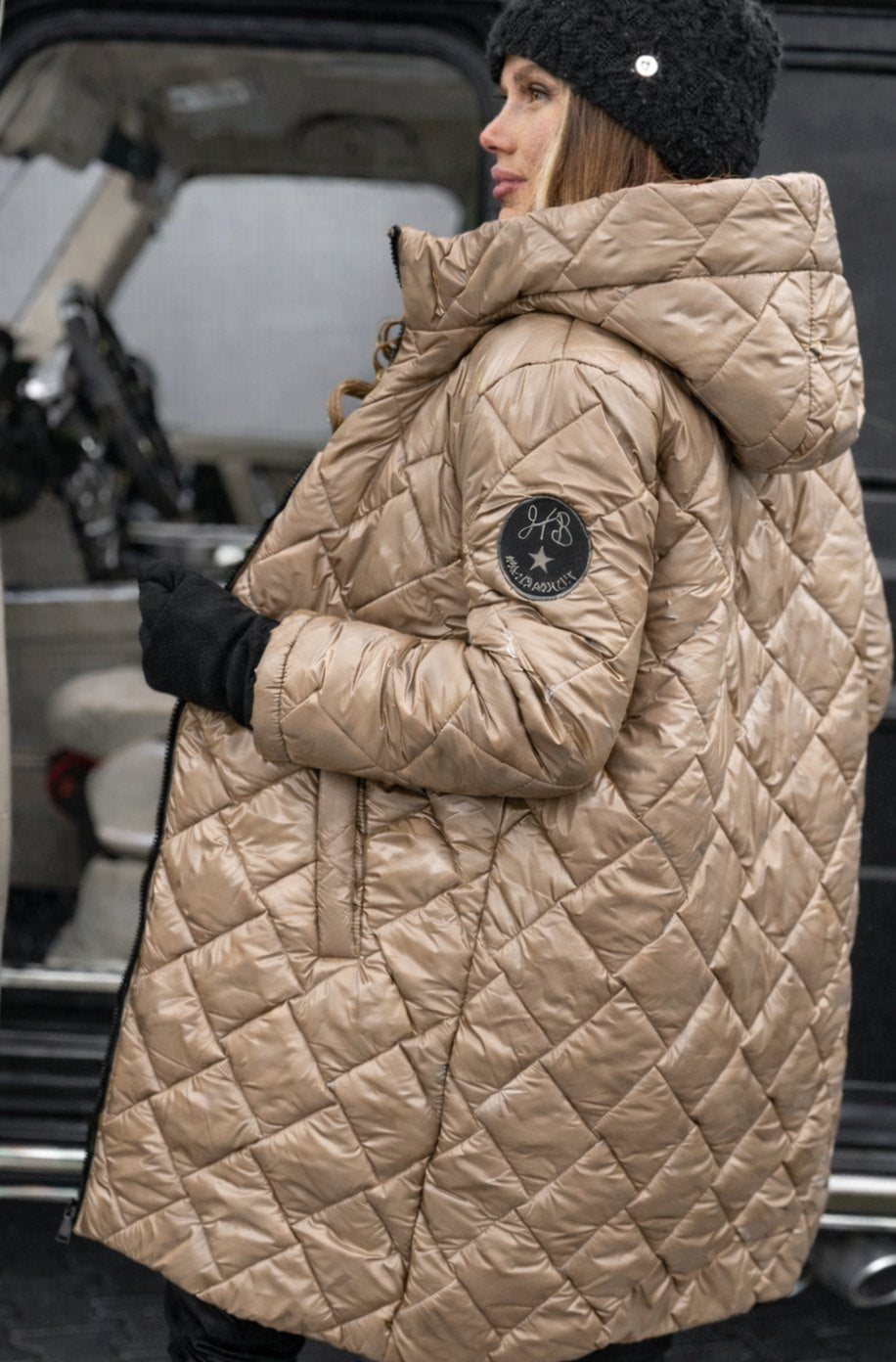 Women's Hooded Quilted Longline Puffer Jacket