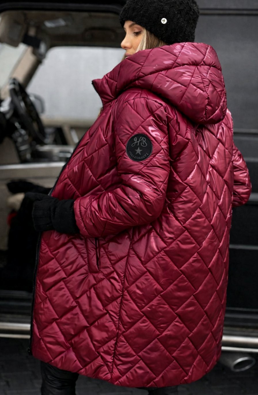 Women's Hooded Quilted Longline Puffer Jacket
