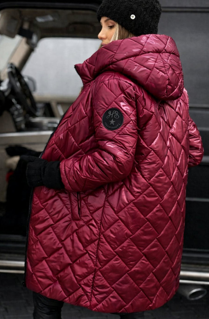 Women's Hooded Quilted Longline Puffer Jacket