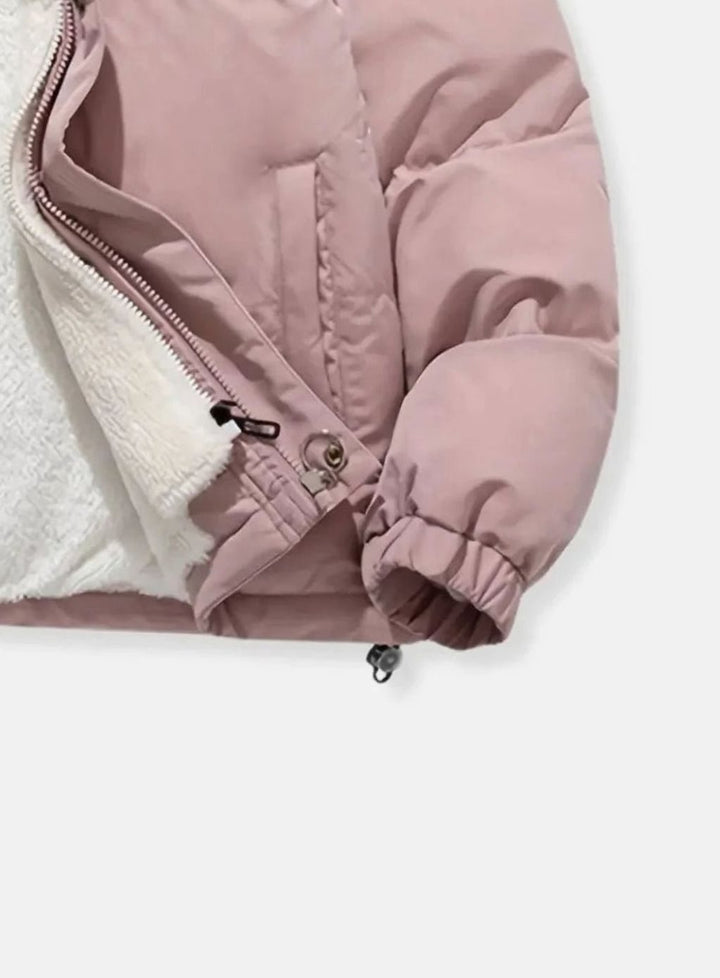 Women's Hooded Quilted Puffer Coat Fleece-Lined Winter Jacket