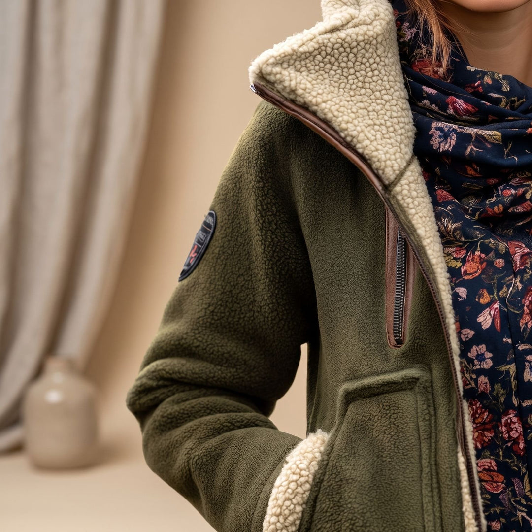 Women's Hooded Sherpa Teddy Coat Zip-Up Jacket