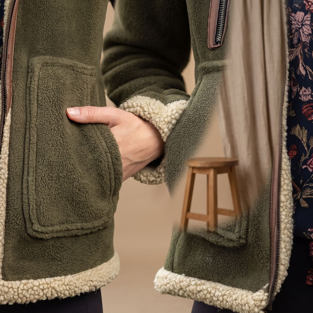 Women's Hooded Sherpa Teddy Coat Zip-Up Jacket