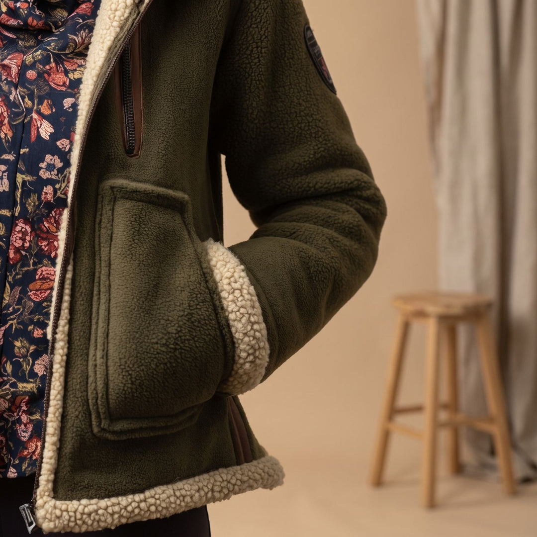 Women's Hooded Sherpa Teddy Coat Zip-Up Jacket