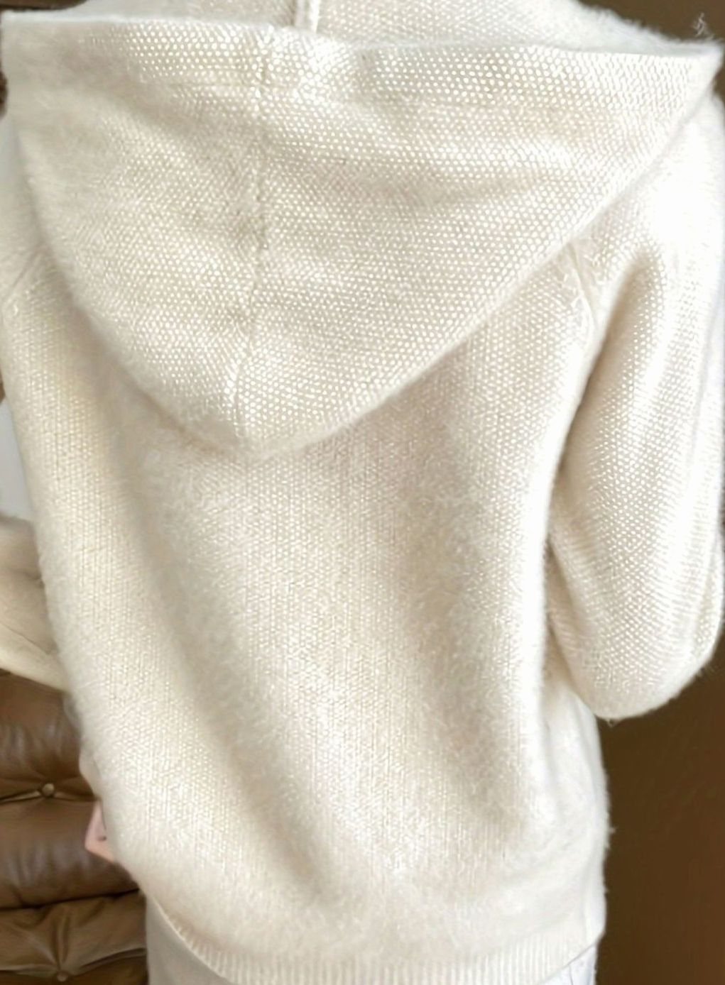 Women's Hooded Zip-Front Relaxed-Fit Knit Cardigan
