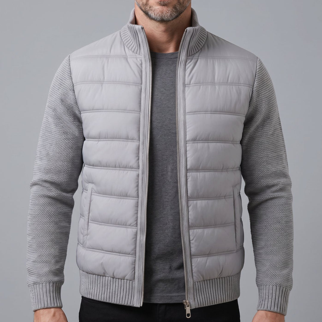 Women's Hybrid Quilted Jacket Fleece Sleeve Full-Zip