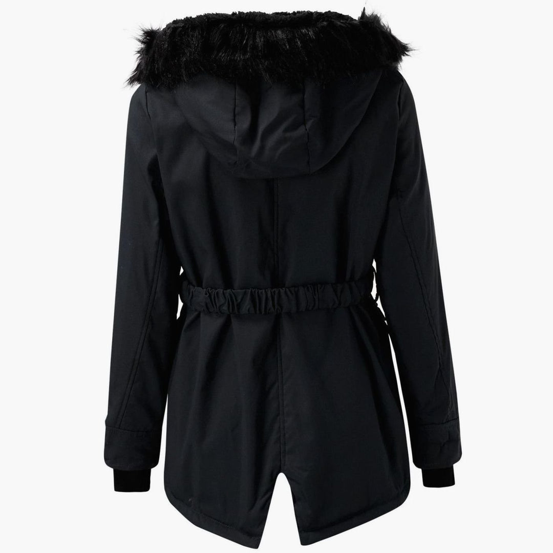 Women's Insulated Faux Fur Hood Drawstring Waist Parka Coat