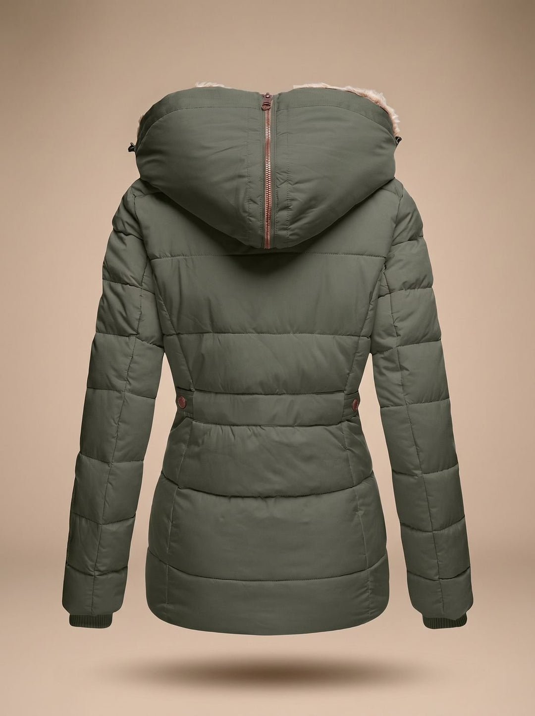 Women's Insulated Hooded Puffer Jacket Faux-Fur Trim